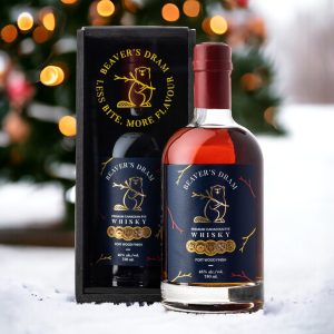 Beaver's Dram + Custom Wood Gift Box - Premium Canadian Rye - Port Wood Finish